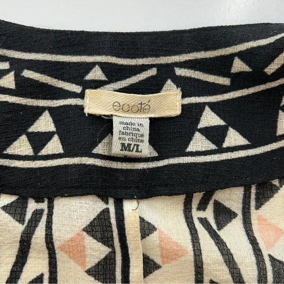 Ecote Urban Outfitters Kimono Cardigan M/L Boho Aztec Tribal Print Open Front - Picture 8 of 10
